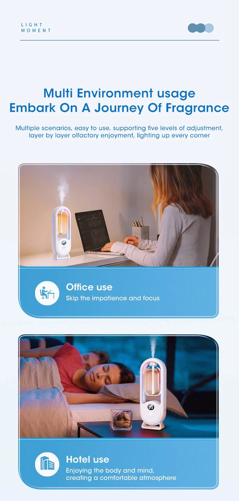 Smart essential oil diffuser, color luminous aromatherapy machine, car bedroom living room office aromatherapy machine