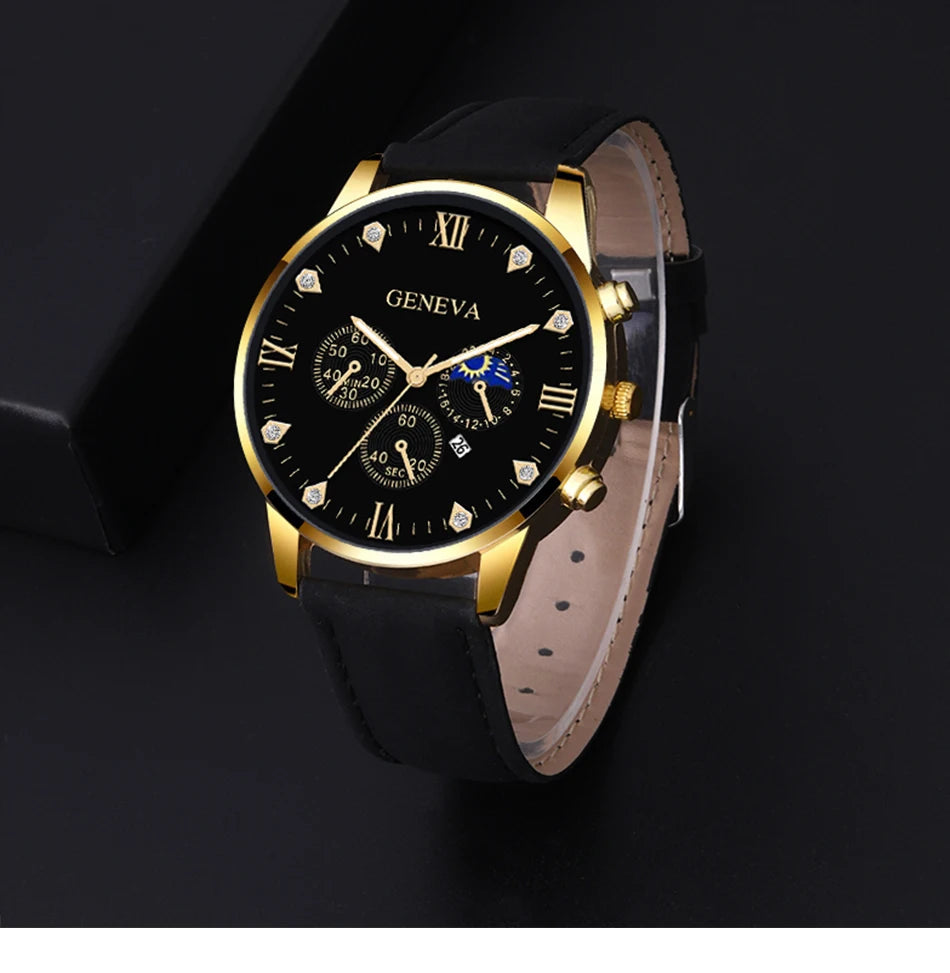 Men's Luxury Quartz Watch and Bracelet Set