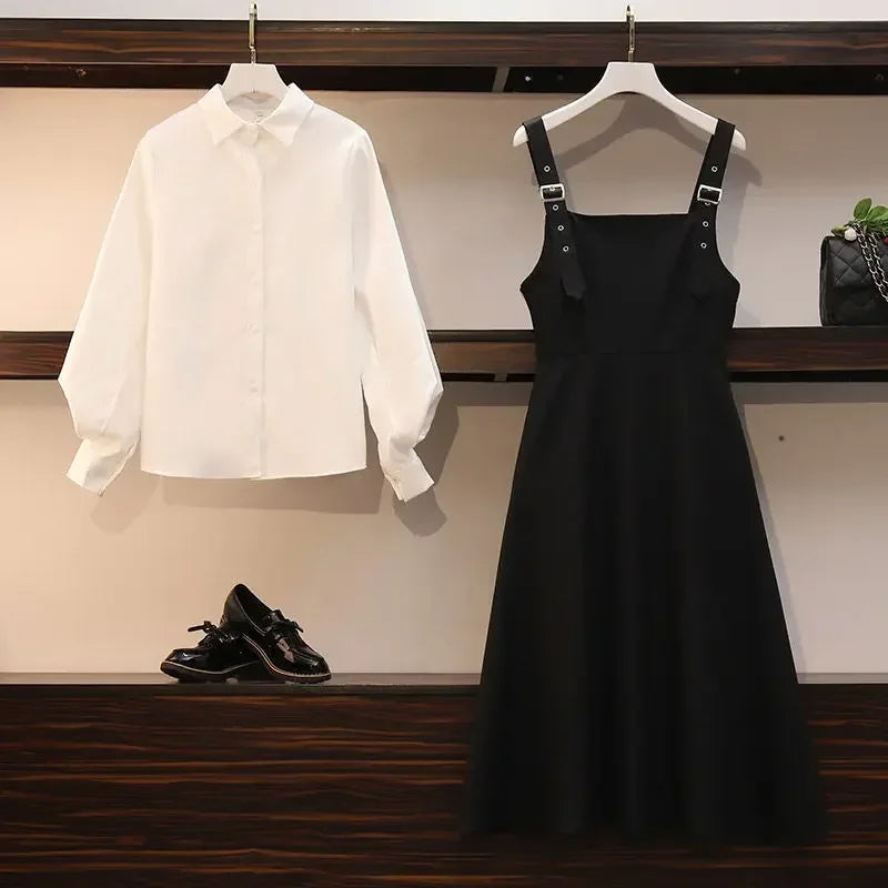 Women's Fashion Shirt and A-Line Dress Two-Piece Set