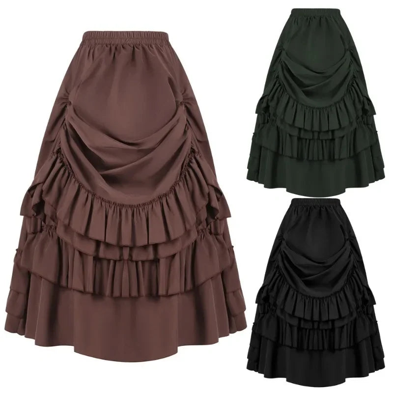 Vintage Steampunk Corset Skirt with Satin and Lace