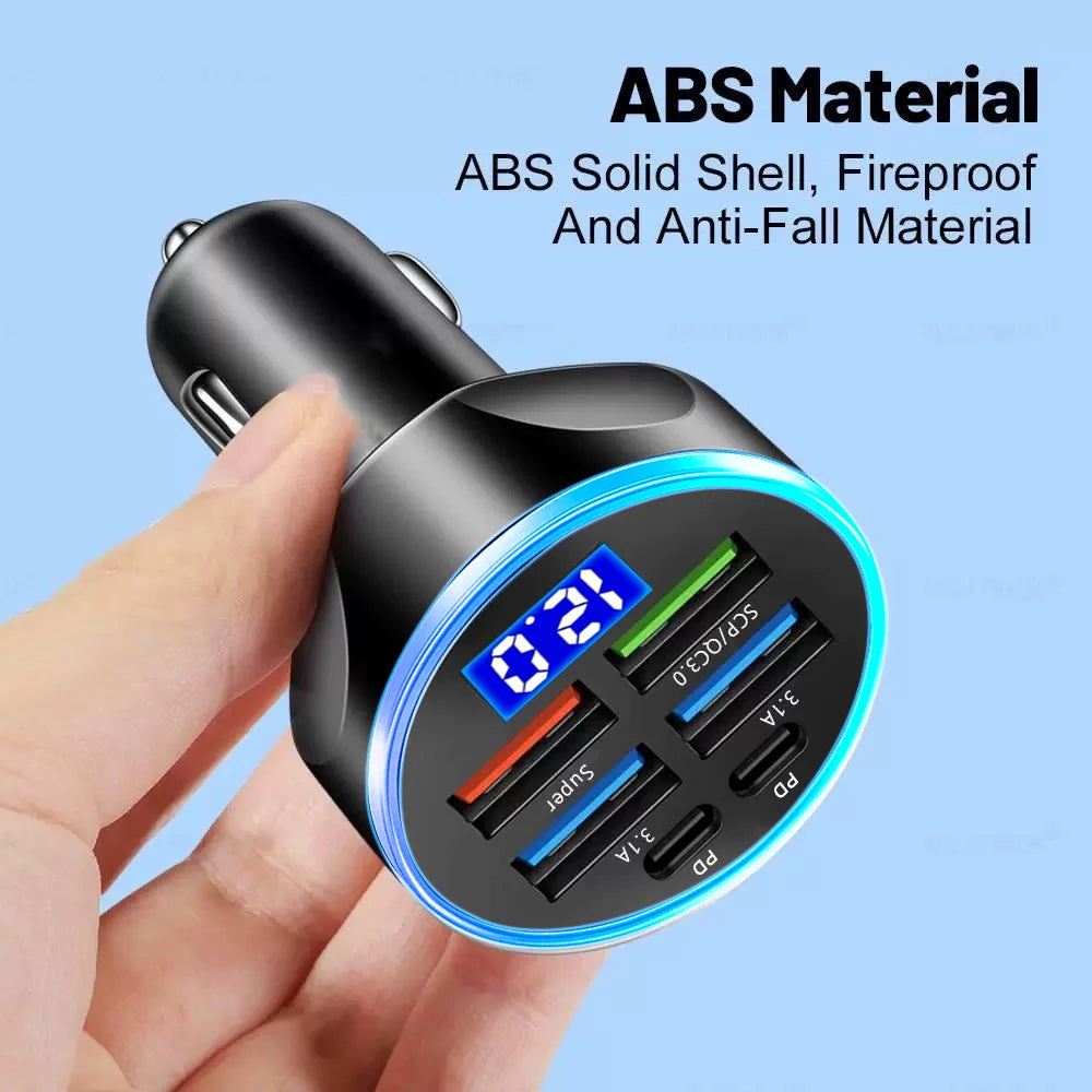 PD QC3.0 Car Charger with Digital Display for Vehicles