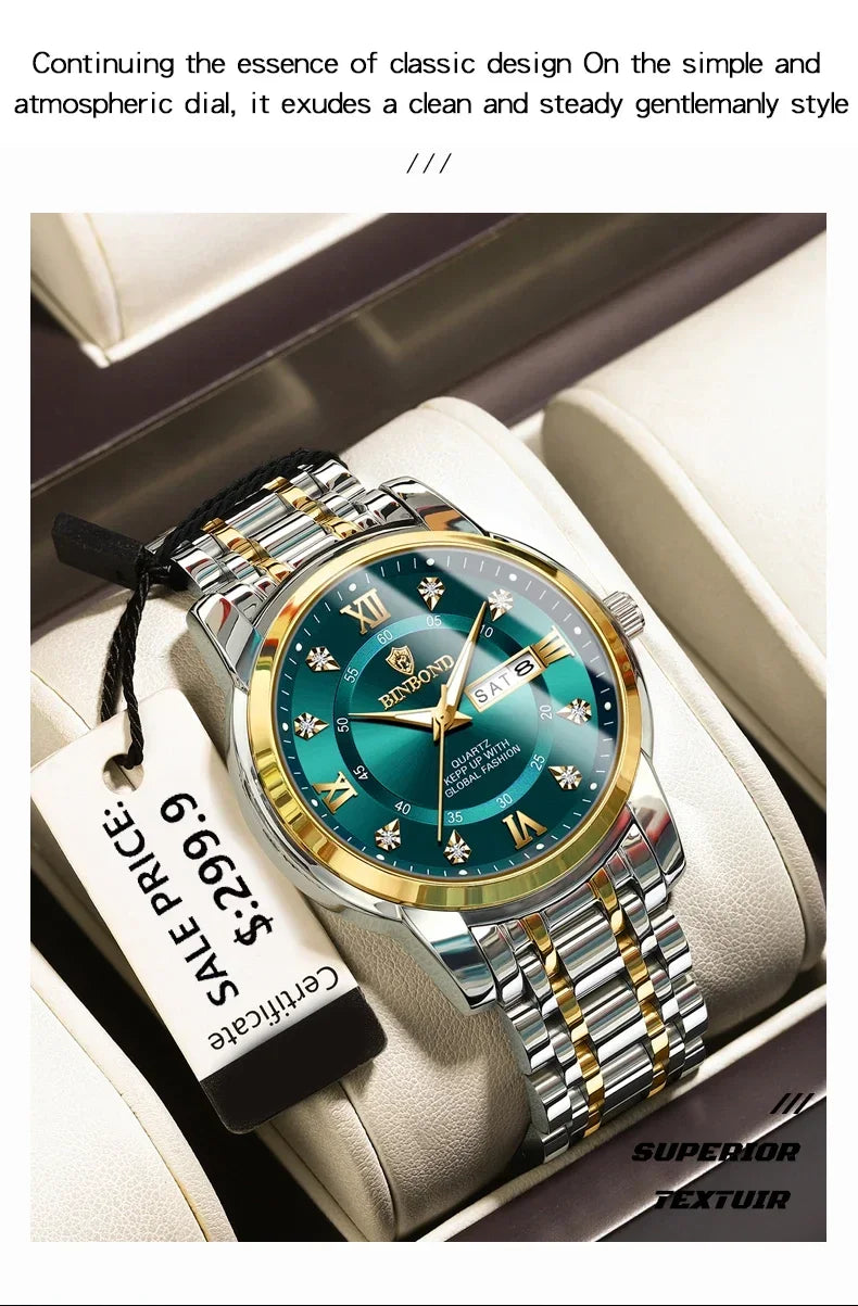 Fashion Quartz Wristwatch Gold Diamond Men Luxury Watch Automatic