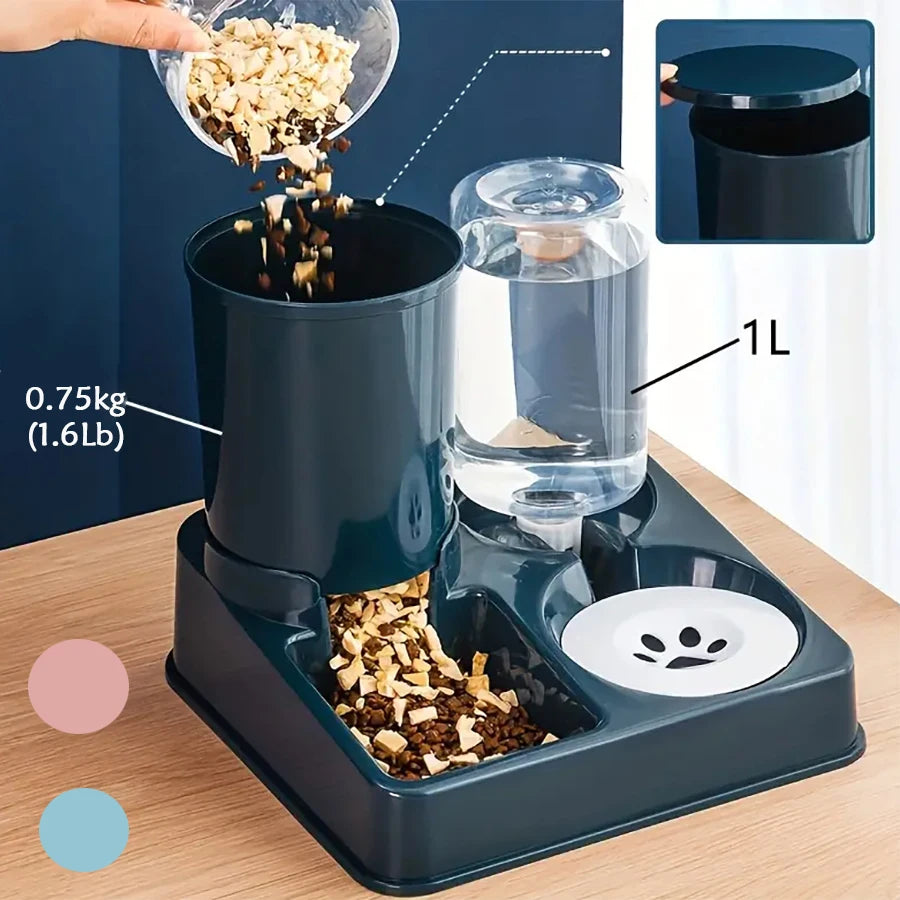 2-in-1 Tilted Automatic Pet Feeder and Water Dispenser