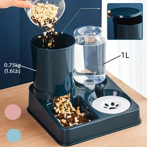 2-in-1 Tilted Automatic Pet Feeder and Water Dispenser