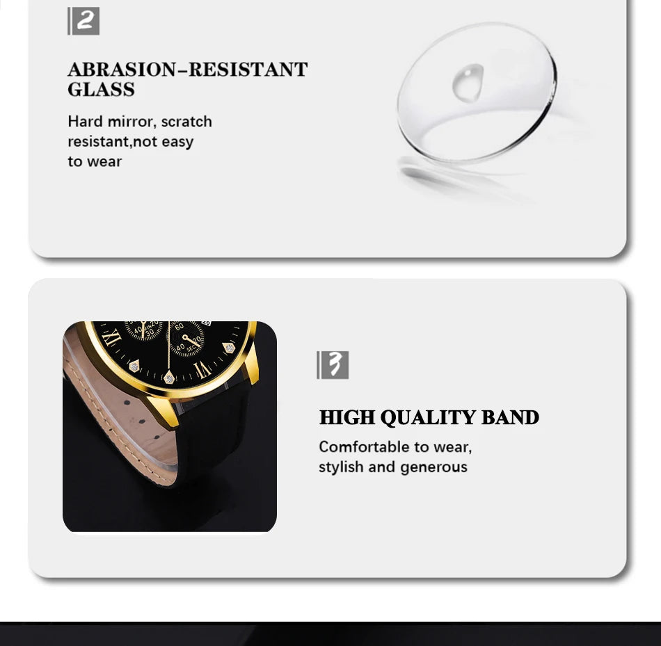 Men's Luxury Quartz Watch and Bracelet Set
