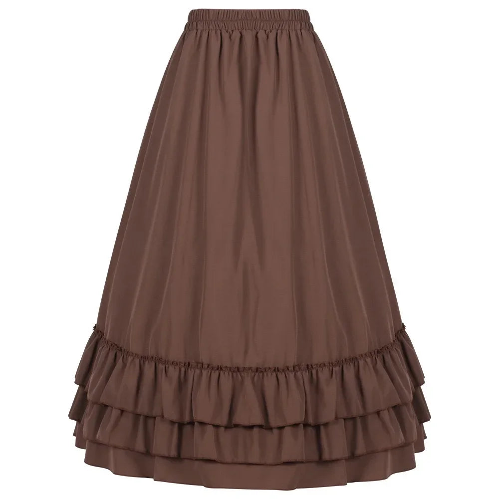Vintage Steampunk Corset Skirt with Satin and Lace