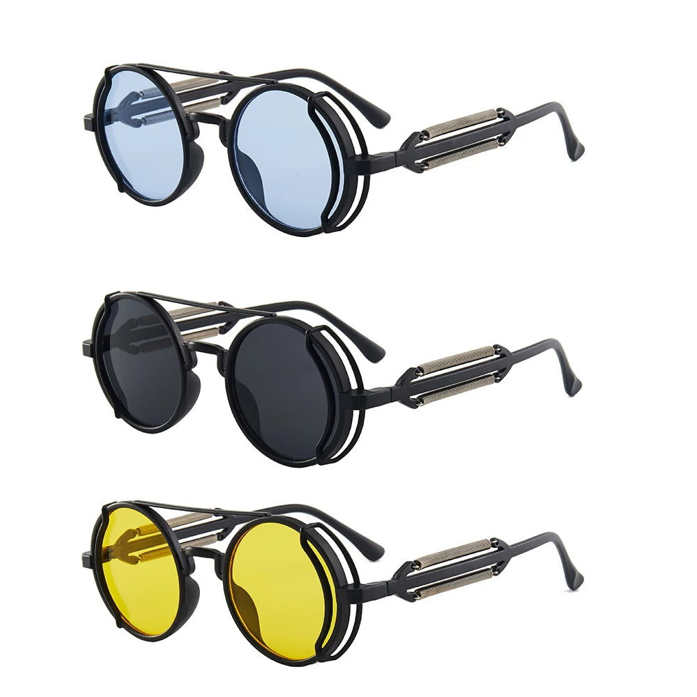 Classic Gothic Steampunk Sunglasses Luxury Brand Designer High Quality Men and Women Retro Round Pc Frame Sunglasses