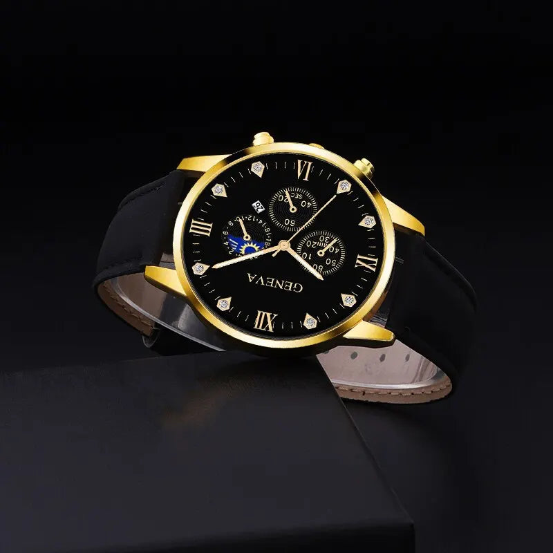 Men's Luxury Quartz Watch and Bracelet Set