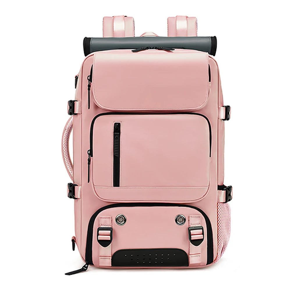 Large Travel Backpack with USB Charging and Shoe Compartment Pink8102