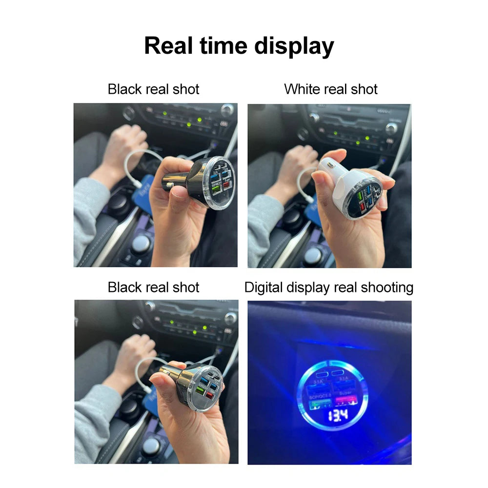 PD QC3.0 Car Charger with Digital Display for Vehicles