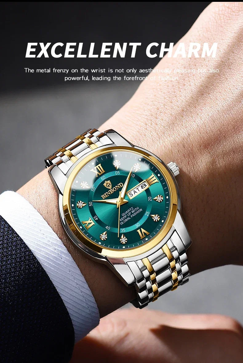 Fashion Quartz Wristwatch Gold Diamond Men Luxury Watch Automatic