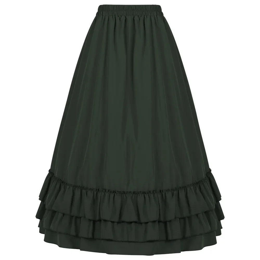 Vintage Steampunk Corset Skirt with Satin and Lace