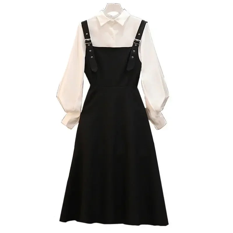 Women's Fashion Shirt and A-Line Dress Two-Piece Set