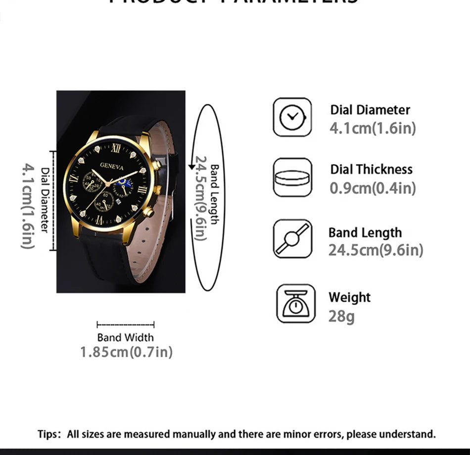 Men's Luxury Quartz Watch and Bracelet Set