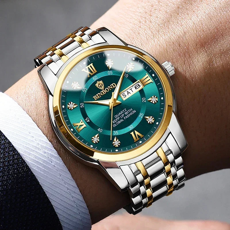 Fashion Quartz Wristwatch Gold Diamond Men Luxury Watch Automatic