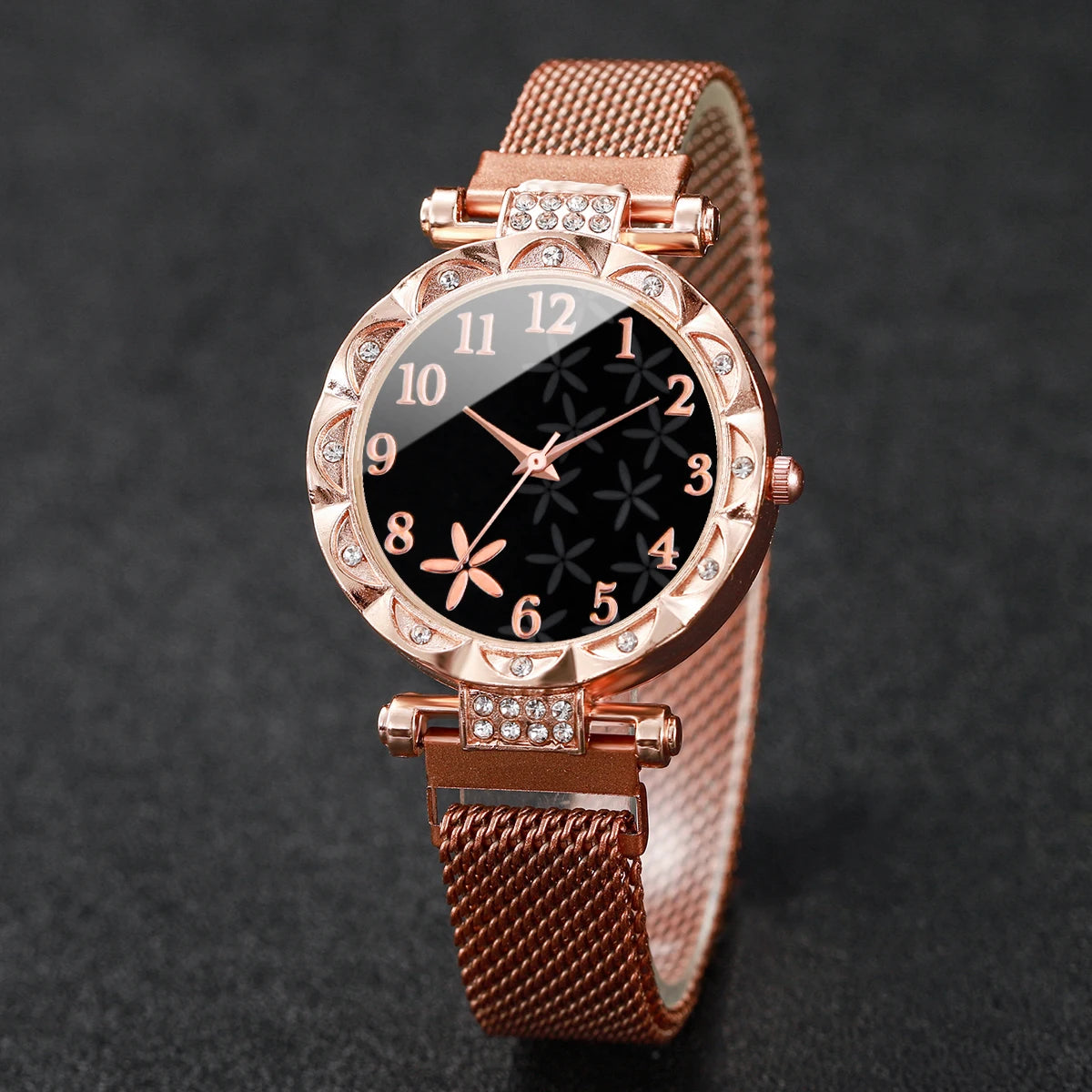 Women's Flower Dial Quartz Watch & Star Bracelet Set