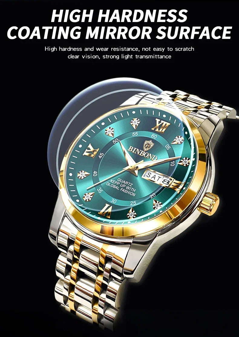 Fashion Quartz Wristwatch Gold Diamond Men Luxury Watch Automatic