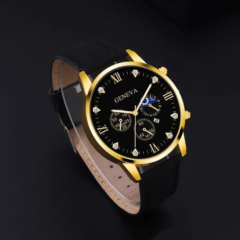 Men's Luxury Quartz Watch and Bracelet Set