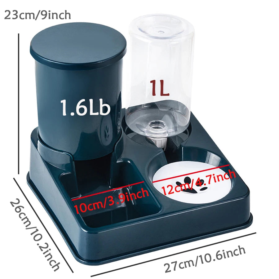 2-in-1 Tilted Automatic Pet Feeder and Water Dispenser