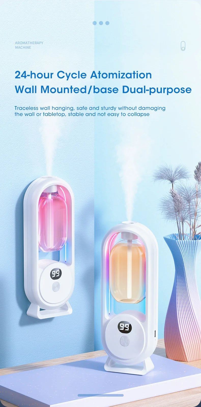 Smart essential oil diffuser, color luminous aromatherapy machine, car bedroom living room office aromatherapy machine