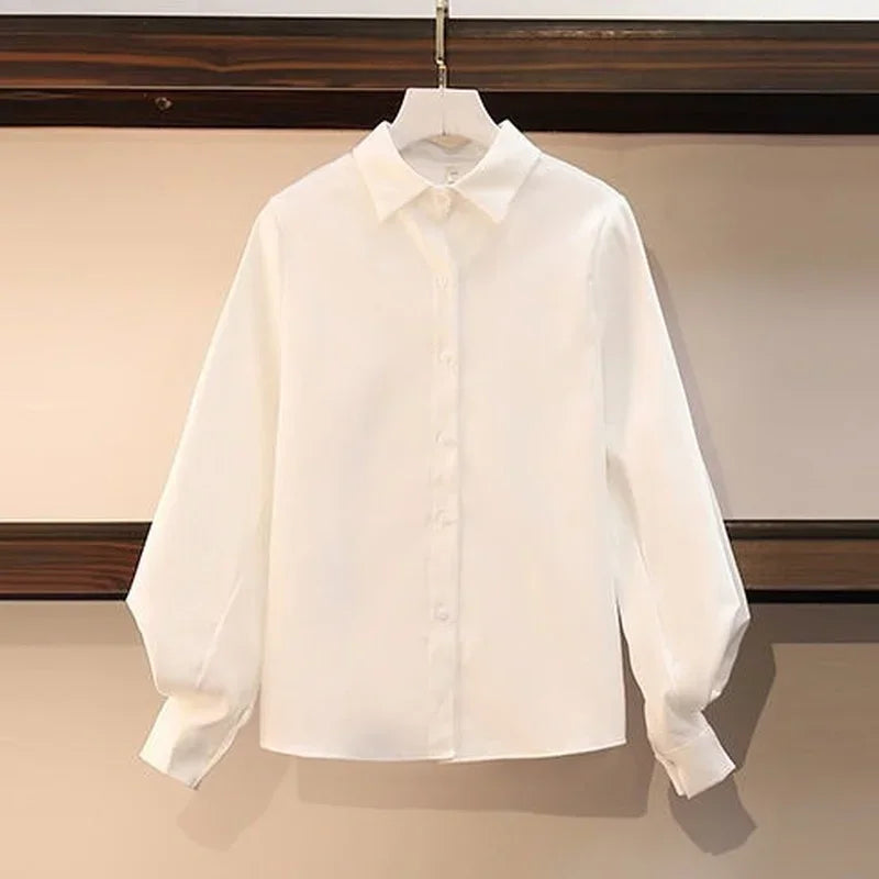 Women's Fashion Shirt and A-Line Dress Two-Piece Set white shirt