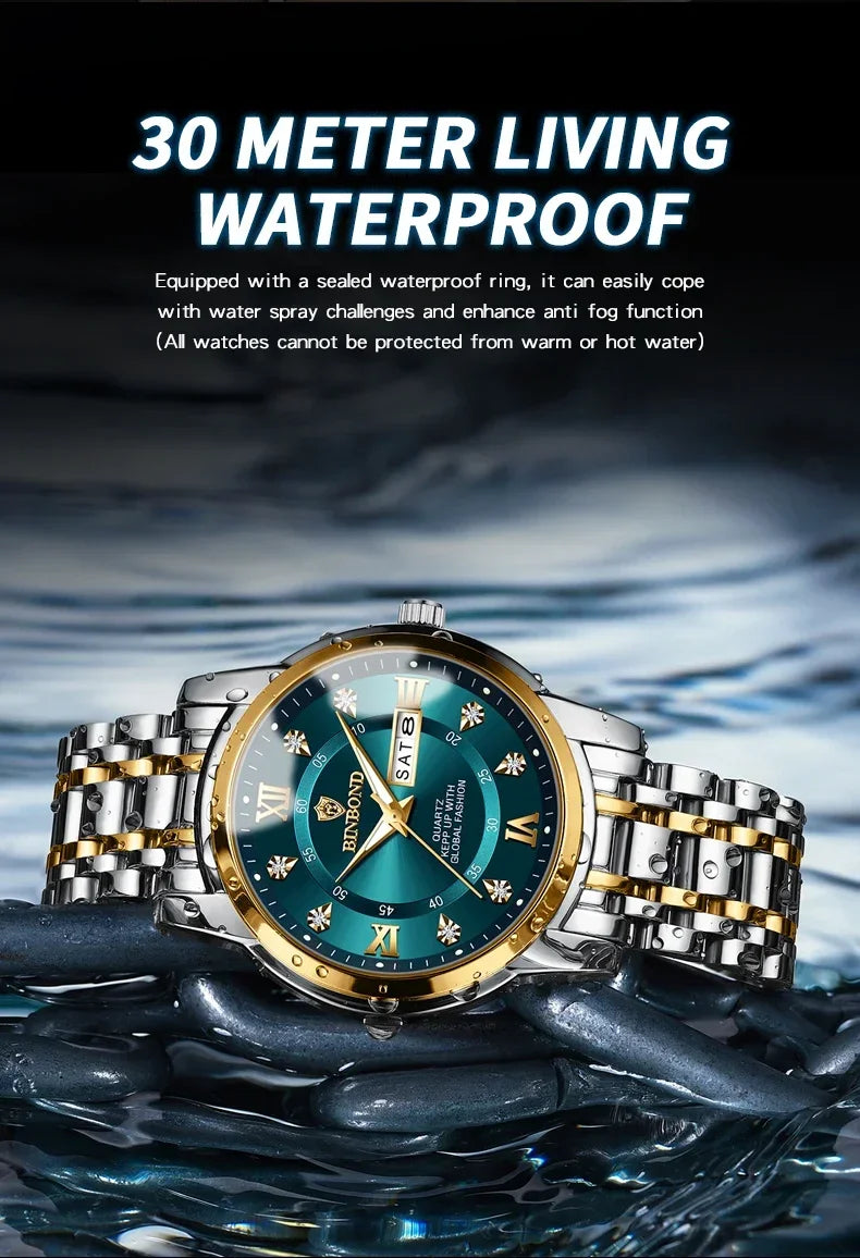 Fashion Quartz Wristwatch Gold Diamond Men Luxury Watch Automatic