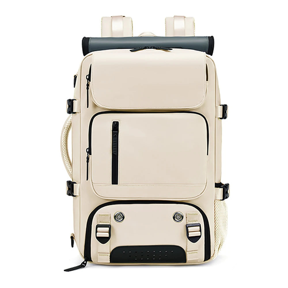 Large Travel Backpack with USB Charging and Shoe Compartment Beige8102