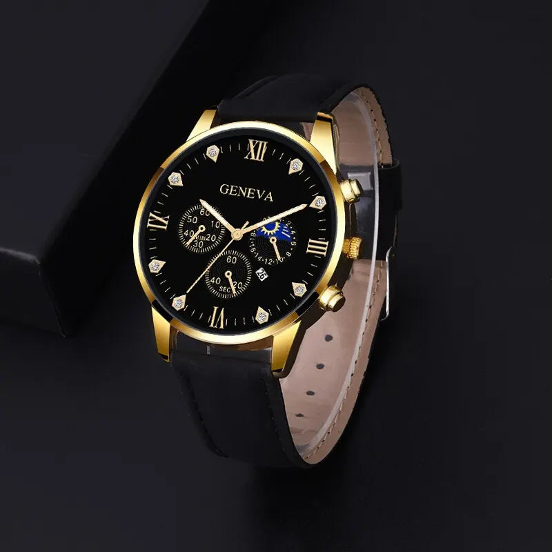 Men's Luxury Quartz Watch and Bracelet Set