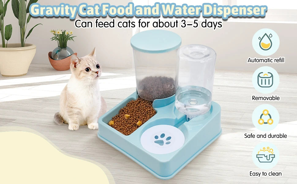 2-in-1 Tilted Automatic Pet Feeder and Water Dispenser