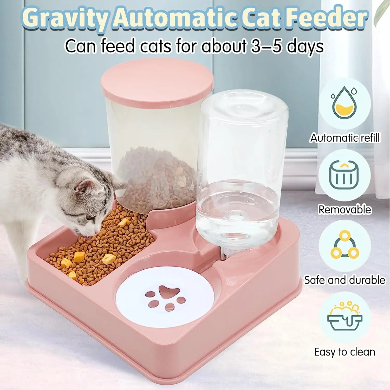 2-in-1 Tilted Automatic Pet Feeder and Water Dispenser