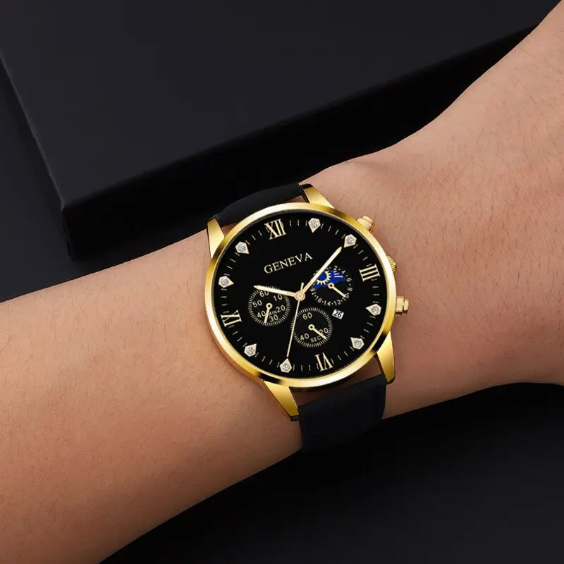 Men's Luxury Quartz Watch and Bracelet Set