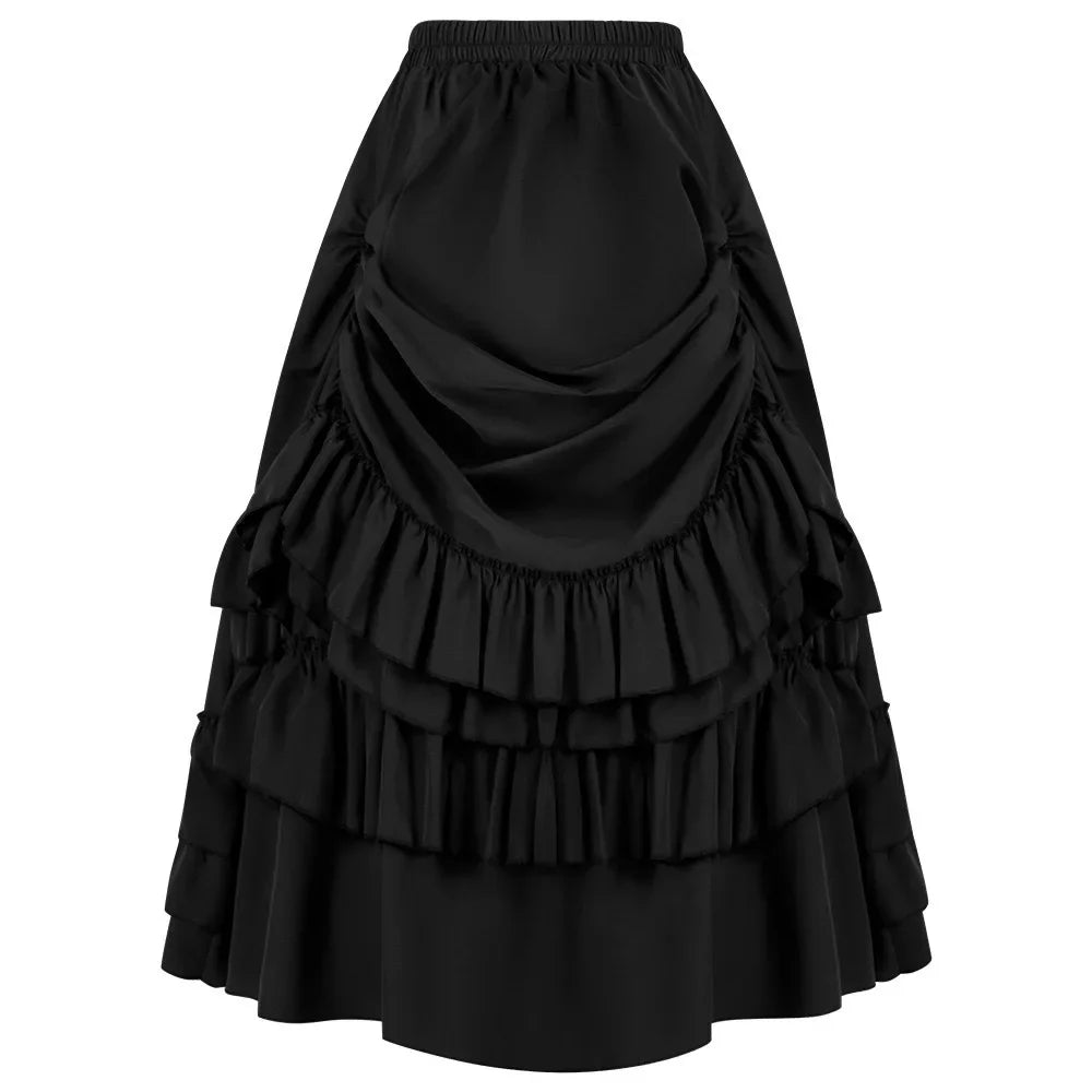 Vintage Steampunk Corset Skirt with Satin and Lace