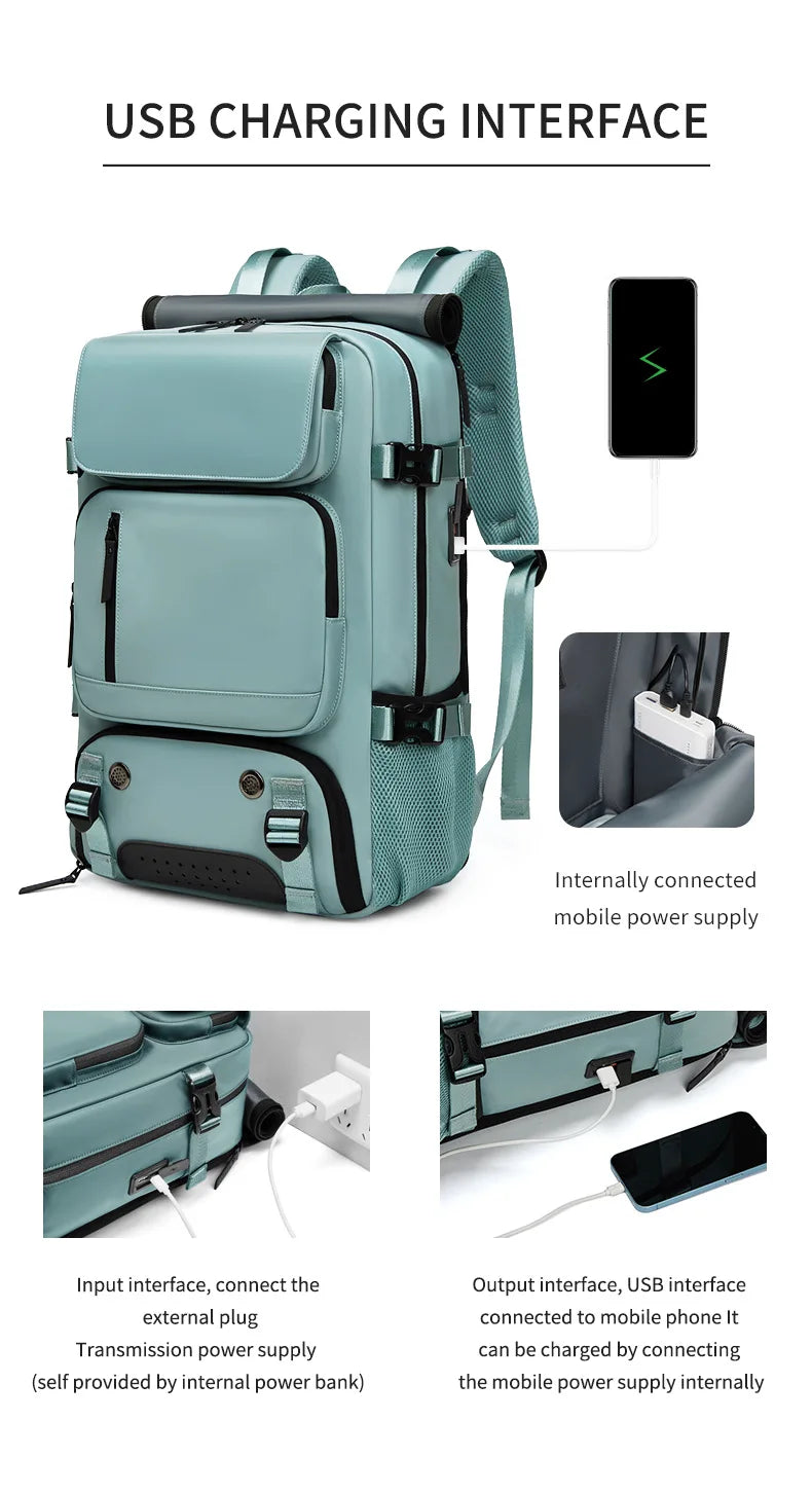 Large Travel Backpack with USB Charging and Shoe Compartment