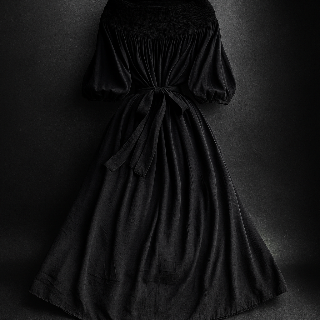 Elegant Pleated One Shoulder Dress - Women's Waist Cinching Line Long Dress