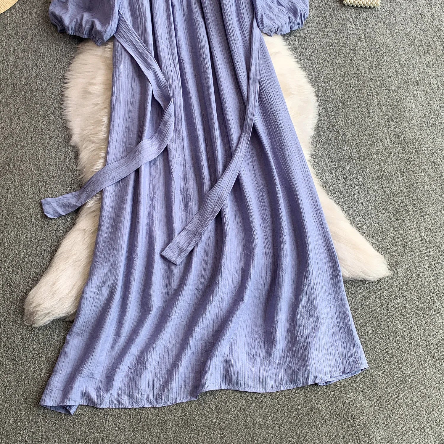 Elegant Pleated One Shoulder Dress - Women's Waist Cinching Line Long Dress