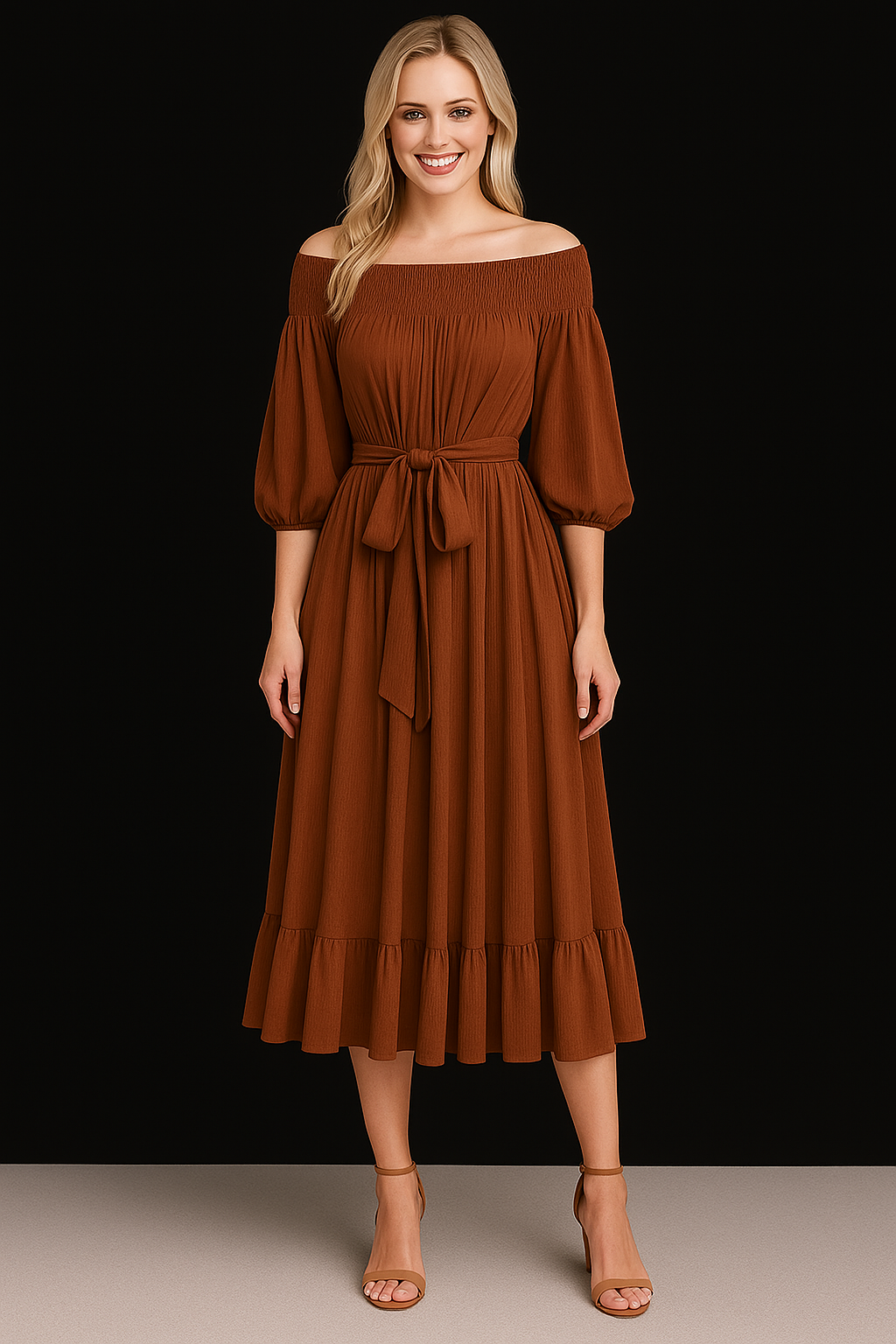Elegant Pleated One Shoulder Dress - Women's Waist Cinching Line Long Dress