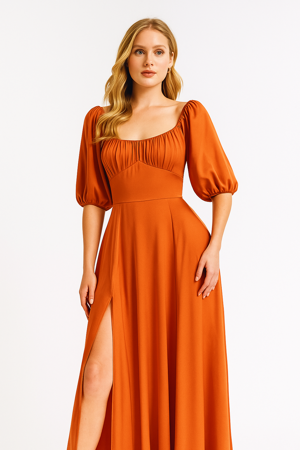 Women's Roman Slit Pleated Midi Dress