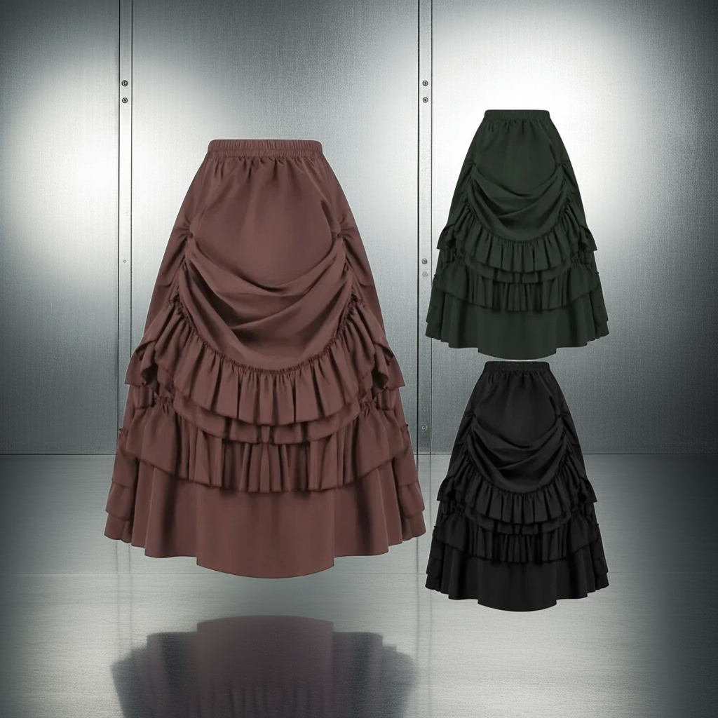 Vintage Steampunk Corset Skirt with Satin and Lace