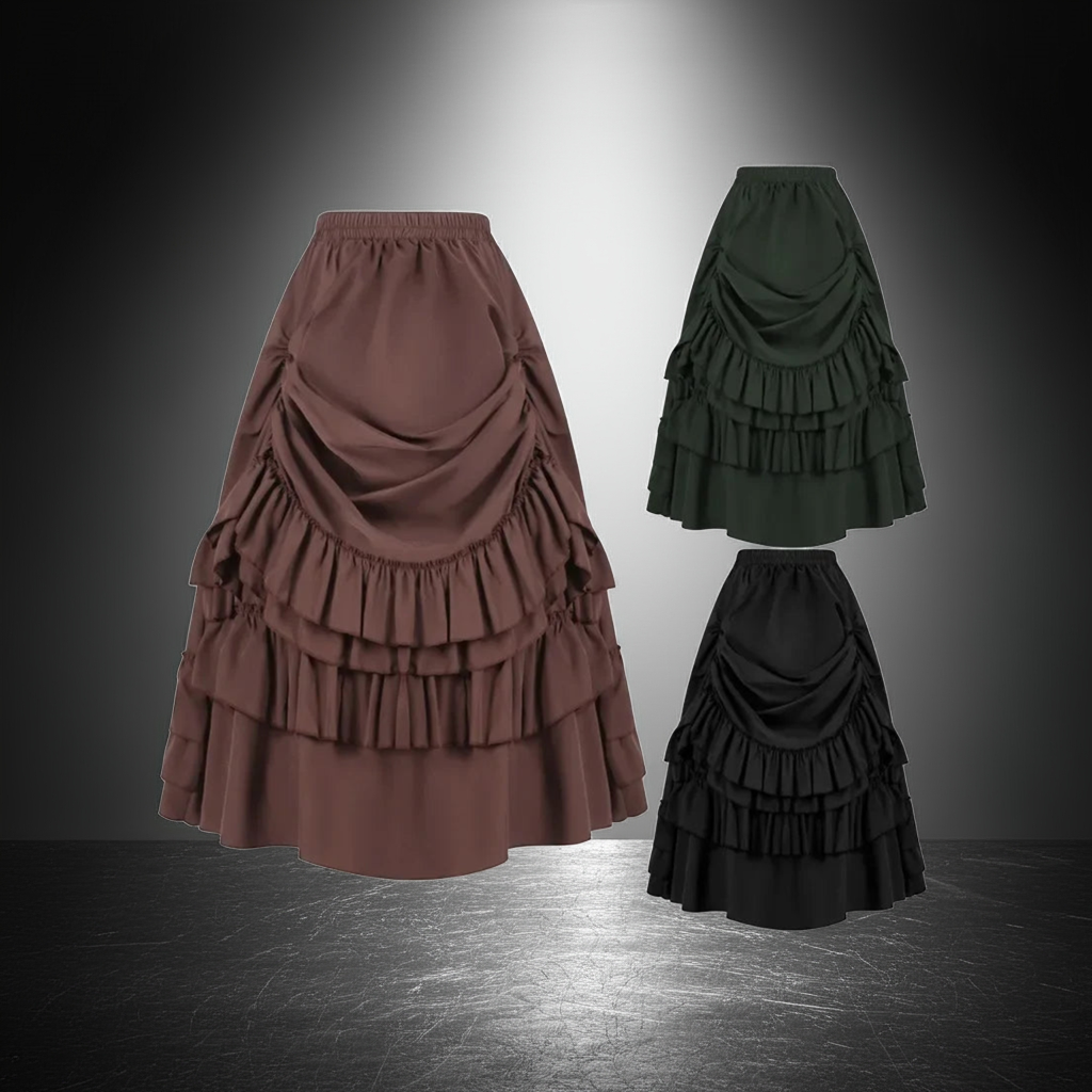 Vintage Steampunk Corset Skirt with Satin and Lace